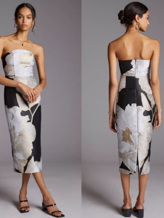 Eva Franco Dresses & Skirts - NWT Anthropologie Eva Franco Slim Floral Midi Dress Strapless  8